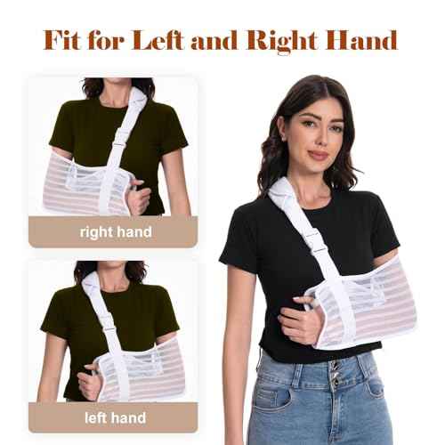 Arm Sling for Broken Arm Torn Rotator Cuff Shoulder Elbow Wrist Injury Mesh Adults Support Brace for Men and Women (White)