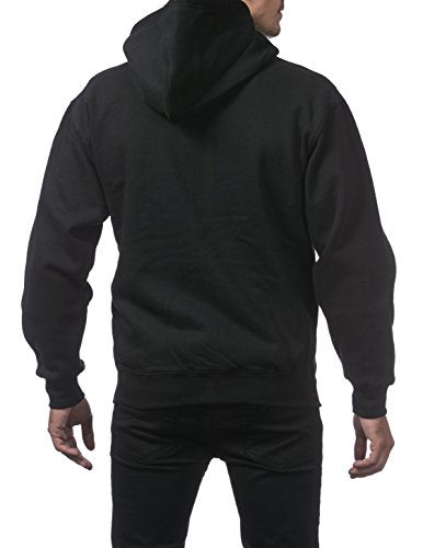 Men's Heavyweight Full Zip Fleece Hoodie - Large Black - Pro Club