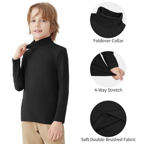 QBK Boys Turtleneck Long Sleeve Thermal Turtle Neck Sweater for Kids 4T-16 Years Soft Warm Under Shirts