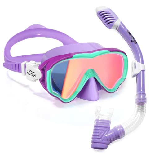 Kids Snorkel Set with Anti-Fog Mask and Dry Top Snorkel - 180° View
