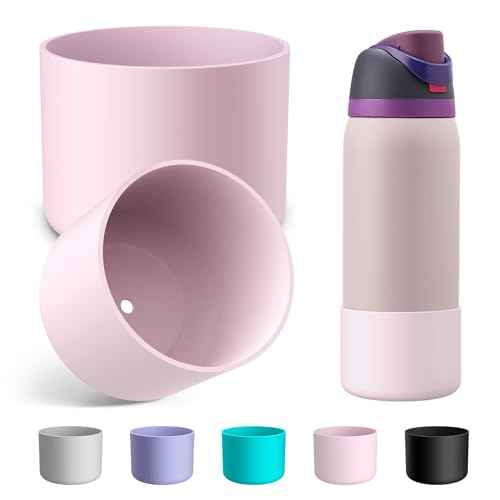 2PCS Silicone Water Bottle Boot for Owala 24oz 32oz 40oz, Anti-Slip Protective Sleeve Bottom Bumper Protector for FreeSip, Twist, and Flip Stainless Steel Water Bottles