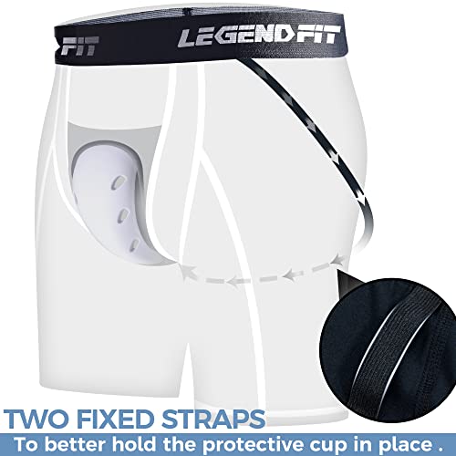 Men's Baseball Compression Shorts with Athletic Cup - X-Large Black