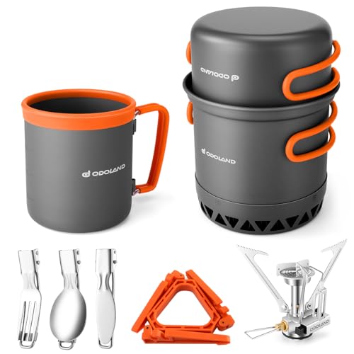Odoland Camping Pots with Heat Exchanger Set2 – Portable Stove & Mess Kit