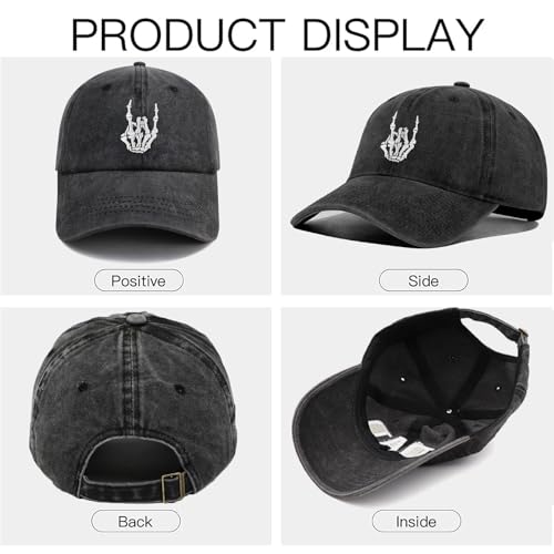 Skeleton Hand Hat for Men Women, Embroidered Skeleton Hands Baseball Cap Halloween Dad Hat