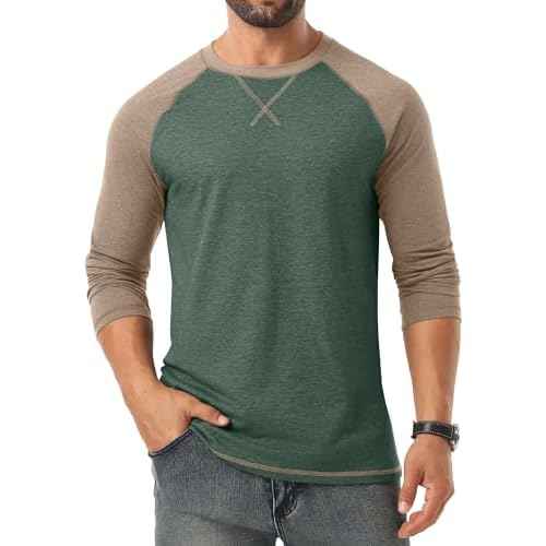 Askdeer Mens T-Shirt Long/Short Sleeve Cotton Shirts Casual Stylish Crewneck Shirts