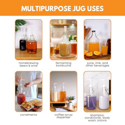 1 Pack Half-Gallon Glass Jug Set with Polyseal Cap - Multipurpose Liquid Storage, Water & Juice Dispenser