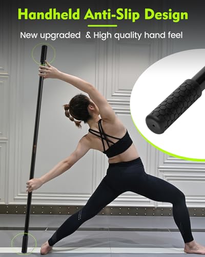 58 Inch Natural Bamboo Yoga Stick with Non-Slip Ends - Exercise & Stretching Bar for Balance and Flexibility