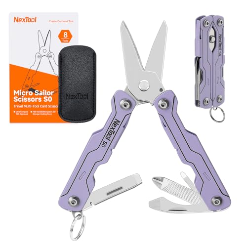 Mini Keychain Multitool with Scissors & 8 Functions - Purple S0
