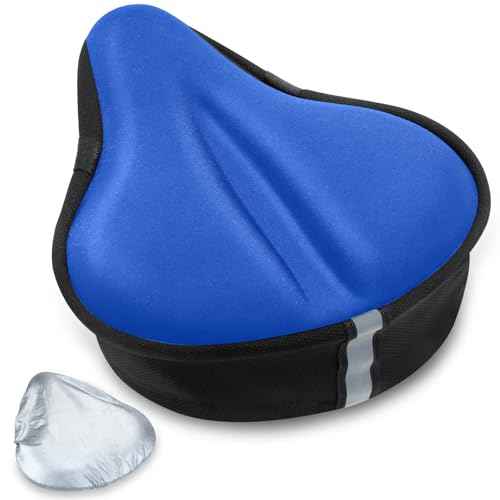 Gel Bike Seat Cover, Bicycle Seat Covers, Adjustable Bike Seats Cushion for Women Men Comfort Compatible, Suitable for Outdoor and Indoor (11x10 inch)