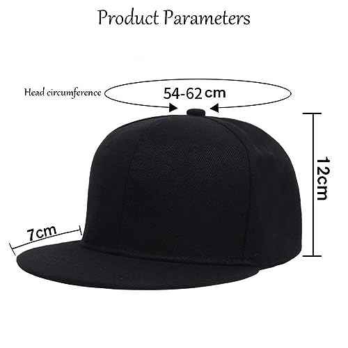 Boolavard Classic Snapback Hat Cap Hip Hop Style Flat Bill Blank Solid Color Adjustable Size
