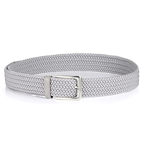 Elastic Braided Golf Belt for Men & Women 1 3/8 Inches Gray Medium Waist