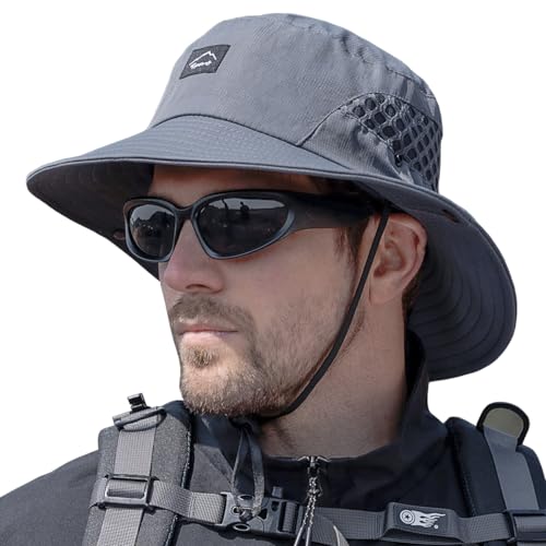 Fishing Hat, UPF50+ Wide Brim Sun Hat for Men Women, UV Protection Hiking Beach Bucket Hats Summer Safari Hat