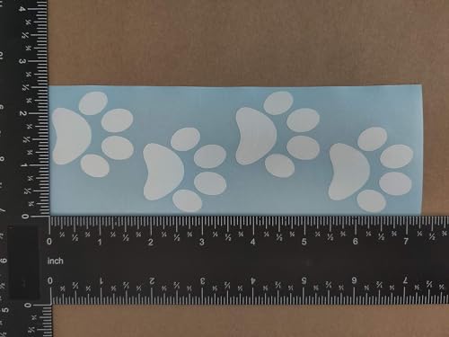 Large White Dog Paw Decals 4 Pack - Love Heartbeat Print & Variations