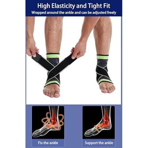Ankle Braces for Men & Women, 2 pcs Ankle Compression Sleeve Plantar Fasciitis Brace Plantar Fasciitis Relief, Arch Support Socks Ankle Sleeve Ankle Brace for Sprained Ankle (Black, Large)