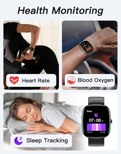 Cloudpoem Black Fitness Tracker Watch - No Bluetooth or Phone Needed, 1.8" Screen