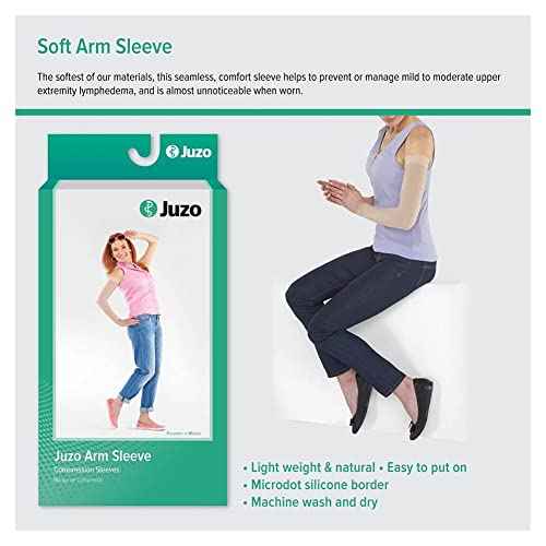 Juzo Soft 2001 20-30mmhg Standard Armsleeve with Silicone Top Band for Women,Beige,3 (III)