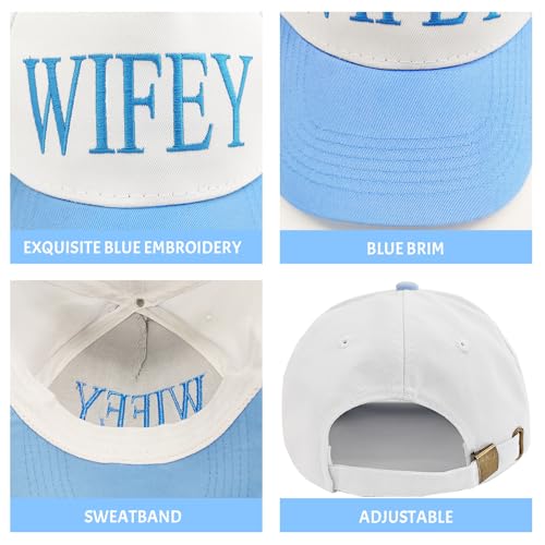 Hubby and Wifey Gifts Hat for Bridal Shower Gifts, Adjustable Couples Hat for Wedding Honeymoon Anniversary for Newlyweds