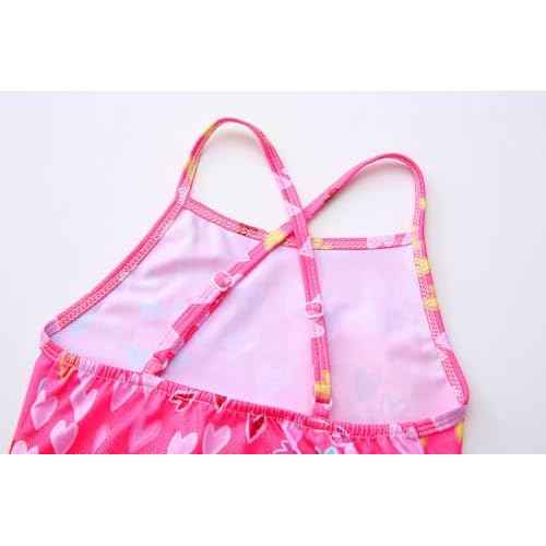 KSK KAISHEK Girls' Sparkle One-Piece Swimsuit 4-12Y Adjustable Crossback Straps Shimmer Bathing Suit for Beach Pool