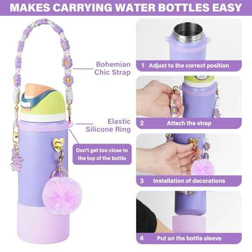Silicone Boot Set for Owala Water Bottle 24/32 oz, Decorations for Owala FreeSip, Water Bottle Handle Strap, Accessories for Women and Men
