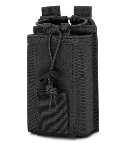 INGIDO Tactical Molle Radio Pouch Holster Adjustable Nylon Belt Case Black