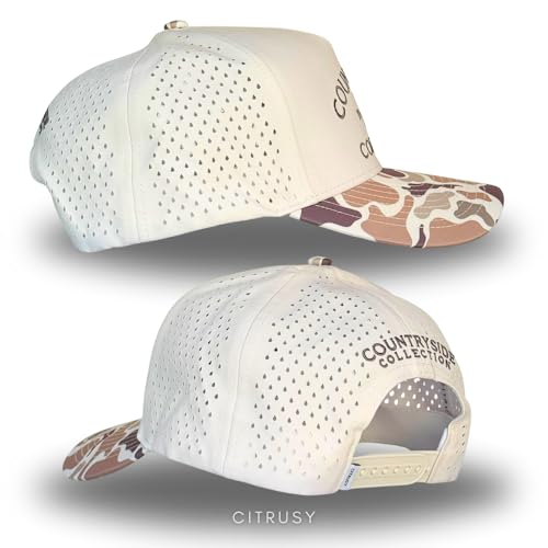 Citrusy Athletic Trucker Golf Hat - Countryside Camo Performance 5 Panel Cap