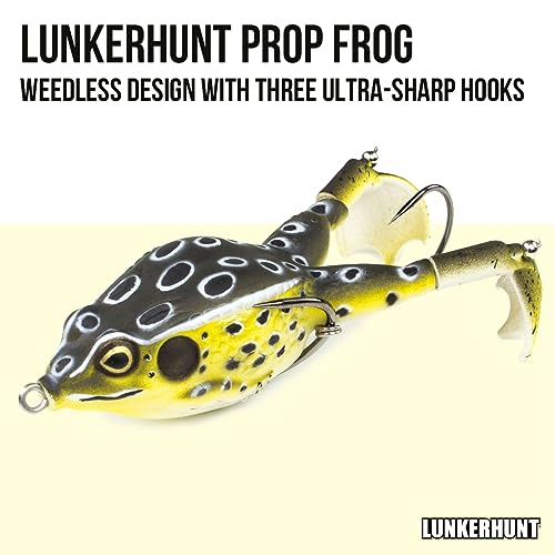 Lunkerhunt Frog Bait for Bass & Trout - Croaker Color, Weedless Topwater Lure