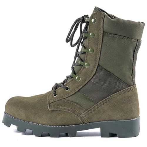 Green Men's Tactical High Top Combat Boots Non-Slip Rubber Outsole Lightweight Work Shoes - Size 9.5
