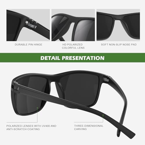 Fanshen Polarized Sports Sunglasses for Men, UV Protection Lightweight Sun Glasses for Driving Fishing Golf Cycling