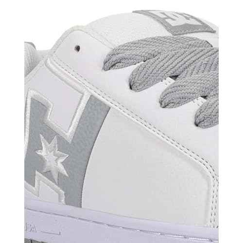DC Men's Court Graffik Skate Shoe, White/Grey, 10.5