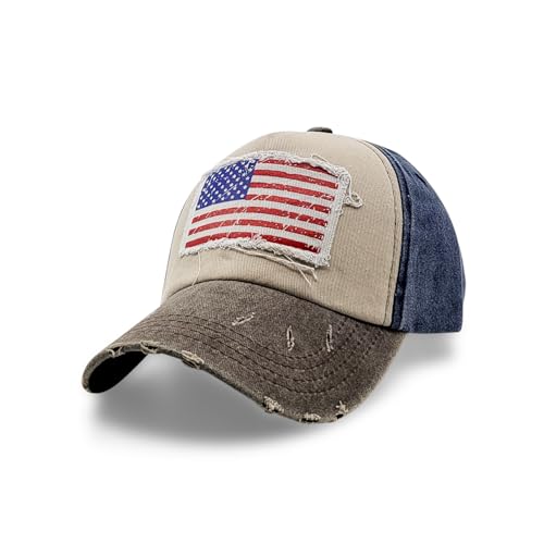 Vintage Distressed USA Hat - Mens Baseball Cap with American Flag, Perfect Veteran Ballcap, American Flag Baseball Cap