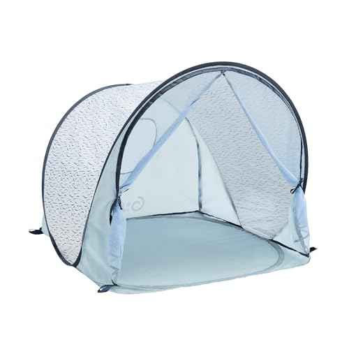 Babymoov Anti-UV Baby & Toddler Beach Tent UPF 50+ Sun Protection with Pop Up System for Easy Use & Transport, Blue Waves (Summer 2025 Edition)