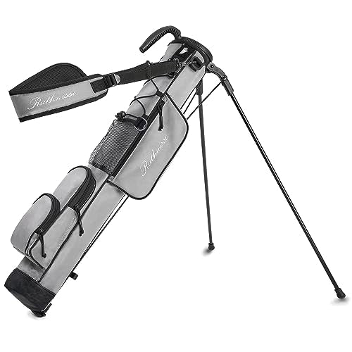 Grey Golf Stand Bag, Lightweight with Padded Strap & Multiple Pockets