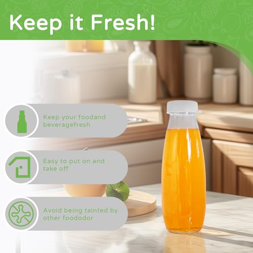 Silicone Glass Milk Bottle Caps, 48mm Diameter Bottle Caps for Libbey & Stanpac Milk Glass Bottles, Reusable and Easy to Clean (6 Pack) (White)