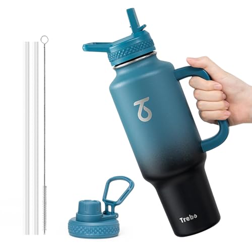 40 oz Insulated Water Bottle with Car Cup Holder Fit - Indigo Black