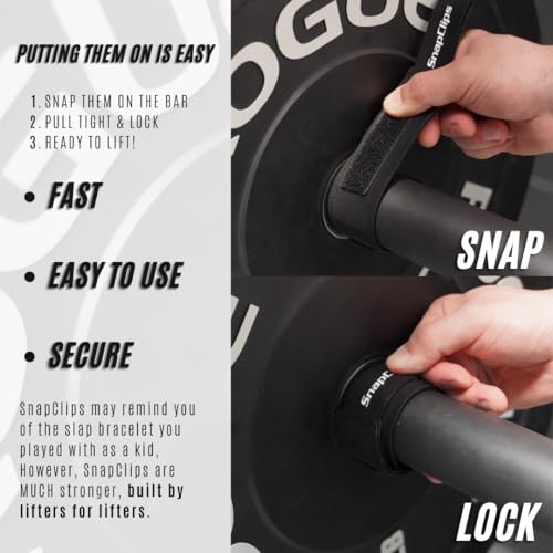 SnapClips Barbell Collars - Black / Simple Design - 2 Inch Olympic Weight Clamps