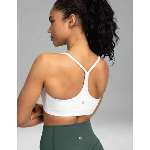 Colorfulkoala Women's Dreamlux Y Back Sports Bra Low Impact Padded Workout Top with Built in Bra A-C Cups