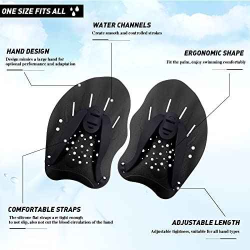 Swimming Paddles for Hands, Swimming Training Hand Paddles with Adjustable Straps, Swim Paddles for Adult Children Unisex Professional Swimming Accessories - 1 Pair