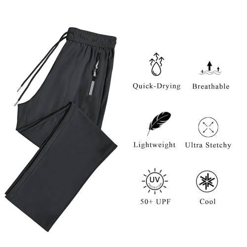 IWOLLENCE Women's Active Stretch Pants Large Dark Grey Quick Dry