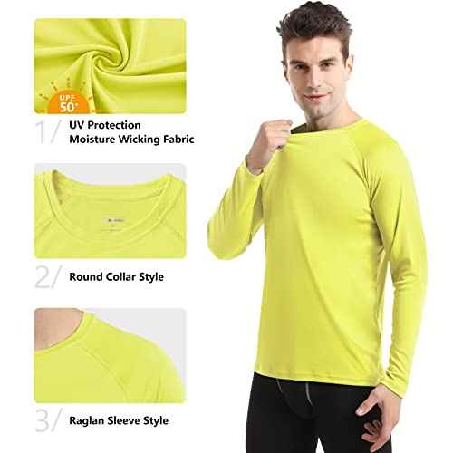 HISKYWIN Men's Long Sleeve Shirts Lightweight UPF 50+ Sun Protection SPF Outdoor T-Shirts Fishing Hiking Running Tee Tops