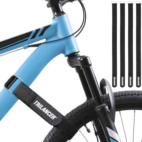 Trilancer Bike Rack Straps, 4-Pack Adjustable Bike Wheel Stabilizer Strap with Hook and Loop for Car and Wall Mount, for Transportation and Storage (29.5'' x 1.5'')