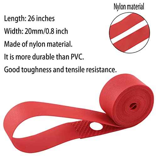 Bike Rim Strips 26" x 20mm 2PCS 26" x 20mm Resistant Durable Elastic Nylon Red Bicycle Rim Tape Bike Wheel Liner for Road Bike MTB Mountain Bike Tube Protector Wheel Liner, Bike Rim Tape