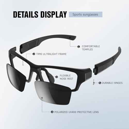 Polarized Sports Sunglasses Men UV400 Protection Wrap Around Lightweight Frame for Cycling Driving Fishing