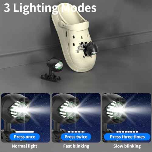 Vergissm Shoe Lights, Running Lights for Runners, 2PCS Waterproof Light for Sports Shoses, Rechargeable Headlights Compatible with Croc, Hands Free Flashlights for Night Running, Dog Walking