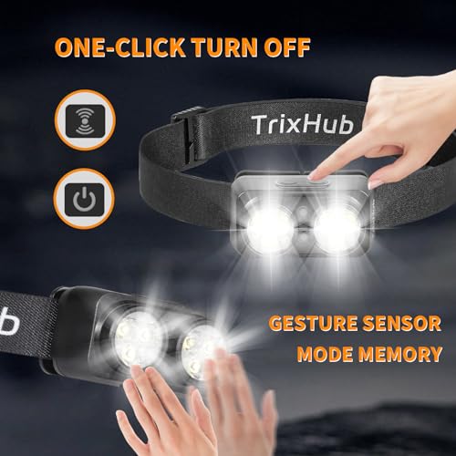 Headlamp Flashlight, Motion Sensor LED Headlamp Rechargeable, High Lumens Super Bright Camping Essentials, 6 Mode Waterproof Head Light Flashlight for Emergencies, Hiking, Running, Repairing