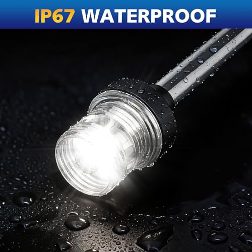 QLOOASEA 12 Inch Marine Stern Light Waterproof LED Navigation Boat Light - White, IP67, 3NM USCG Compliant