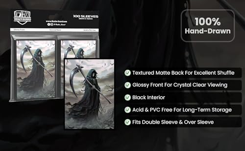 (Grim Reaper) 100 Count Textured Matte Card Sleeves - Hand-Drawn Art, MTG/TCG Protection - Art Sleeves