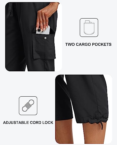 Women's Cargo Capris Pants Black XL Loose Fit Hiking Travel Summer Clothing