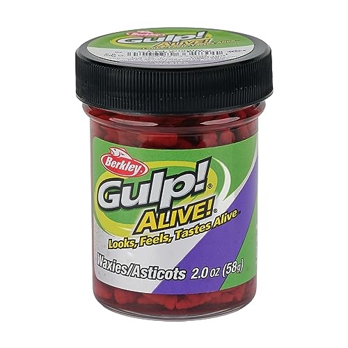 Berkley Gulp! Alive! Waxies Fishing Bait, Red Wiggler, 0.5in, Extreme Scent Dispersion, Great Replacement for Live Waxworms, Ideal for Panfish, Trout and More
