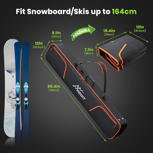 164cm Waterproof Snowboard Bag with Full Padding for Air Travel - Durable Ski & Snowboard Travel Case