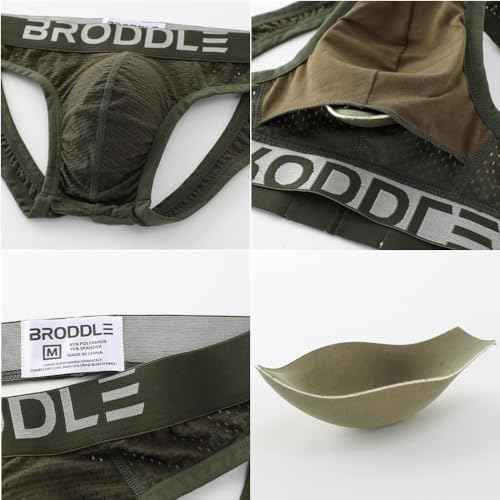 BRODDLE Men's Mesh Padded Pouch Athelic Supporters Breathable Jockstrap Elastic Waistband Low Rise